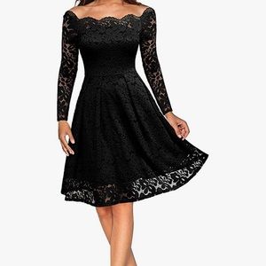 Floral lace long sleeve party dress
